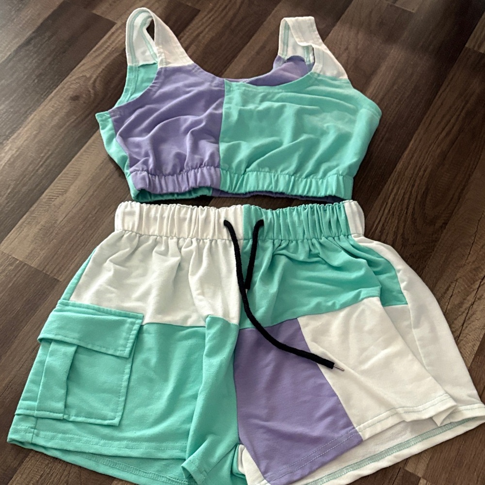 SHEIN ColorBlock shorts and tank set